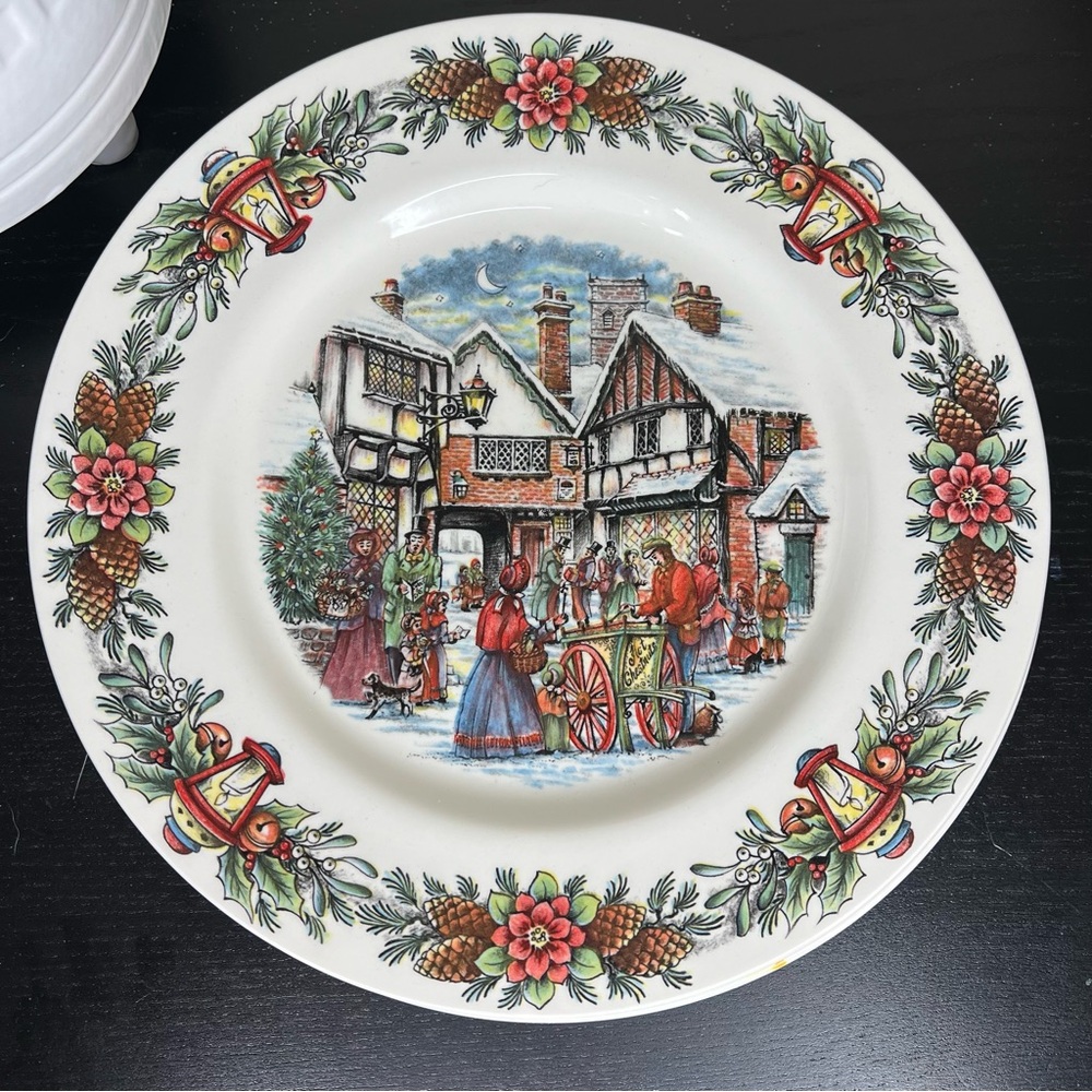 NEW Royal Stafford Christmas Village 11” Dinner Plates, Set of 4